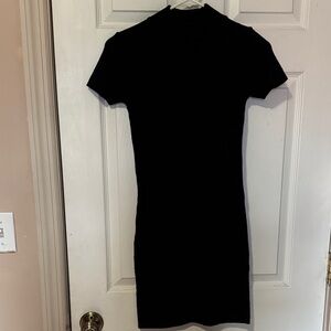 Zara Black Short-Sleeve Mini Dress
